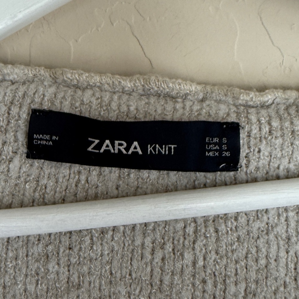 Zara Knit Double Breasted Blazer Sweater Coat Jacket Hooded Oatmeal Beige Small - Picture 7 of 11